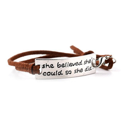 Bracelet "She Believed She Could So She Did", Inspirational Bangle, Perfect Gift for Her