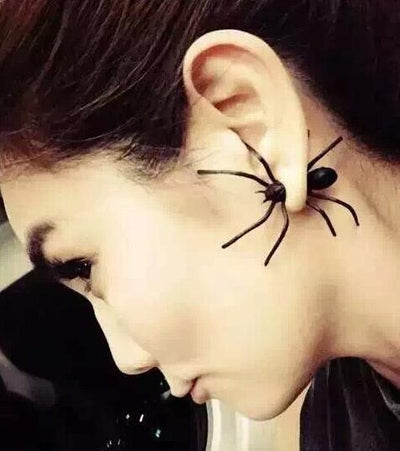 1 PC Punk Black Spider Earrings