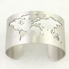 World Map Travel Cuff Bracelet Stainless Steel