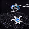 Blue Opal Sea Turtle Pendant Necklace