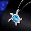 Blue Opal Sea Turtle Pendant Necklace